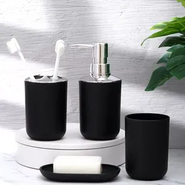 Bath Accessory Set Bathroom Accessories 4 Pieces Home Toothbrush Holder Soap Dispenser Mouthwash Cup Dish Essentials