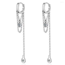 Hoop Earrings Fashion Long Tassel For Women 925 Silver Bling Glitter Cubic Zirconia Korean Simple Jewellery Accessories