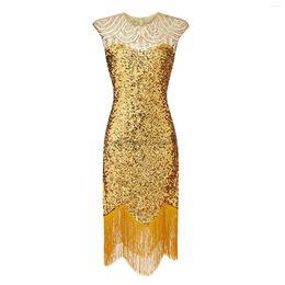 Casual Dresses Colour Pink Black Green Gold XXL 1920s Vintage Flapper Great Gatsby Dress O-neck Cap Sleeve Sequin Fringe Party Midi