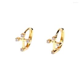 Hoop Earrings EYIKA Delicate Gold Silver Color Women Girl Cross Cubic Zirconia Cartilage Piercing Earring Female Jewelry Gift