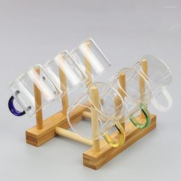 Wine Glasses 6pcs Small Glass Cups And Cup Holder Set Transparent Teacup For Gongfu Tea Drinkware 100/120ML