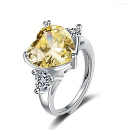 Cluster Rings Genuine 925 Sterling Silver Topaz Ring For Women Anillos De Yellow Gemstone Bizuteria African Jewelry Anel Box