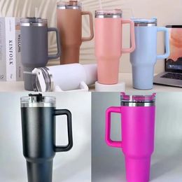 UPS 40oz Mug Tumbler With Handle Insulated Tumblers With Lids Straw Stainless Steel Coffee Termos Cup Gift Box