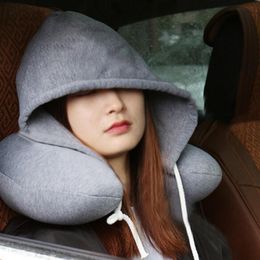 Seat Cushions Travel Hooded U-Shaped Pillow Cushion Car Office Aeroplane Head Rest Neck Support Eye Mask Eyemask