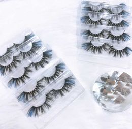 False Eyelashes 3D 25mm Mink Colour Lashes Wholesale Natural Long Fluffy Individual Dramatic Colourful Makeup Extension Tools