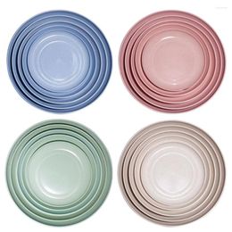 Plates BPA Free Unbreakable Wheat Straw Dinner 4pcs Set Tableware Dish Saucer Healthy Dinnerware Dishes