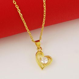 Pendant Necklaces 24K Gold Necklace Plating Colour Heart Shape Crystal For Women Wedding Party Jewellery Gift