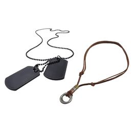 Chains Pcs Tag Style Dog 68 Cm Pendant With Chain & 1 Men Leather Cord NecklaceChains