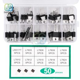 10Values 50PCS LM317T L7805 L7806 L7808 L7809 L7810 L7812 L7815 L7818 L7824 Transistor Assortment Kit Voltage Regulator Box