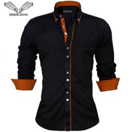 Mens Casual Shirts VISADA JAUNA Men Shirts Europe Size Arrivals Slim Fit Male Shirt Solid Long Sleeve British Style Cotton Mens Shirt Office 230114