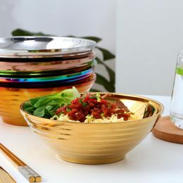 Bowls Stainless Steel Eat Insulation Ramen Instant Noodles Bowl Large Rice Soup Salad For Restaurant Kitchen Tableware WJ812