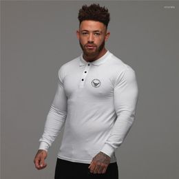 Men's Polos High Quality Compression Shirts Men Bodybuilding Sportswear Tops Shirt Long Sleeve Top Gym Fitness Tight Polo