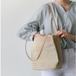 Evening Bags Straw Bag Summer Beach Tote Big Rattan Wicker Handbags Lady Casual Travel Bucket Shoulder Large Capacity Shopper 2023 Trend