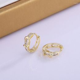 Hoop Earrings Kpop Women's With Zircon Geometric Niche Design Shiny Gold Color Ear Ring Fashion Accessories Gift Wholesale KBE497