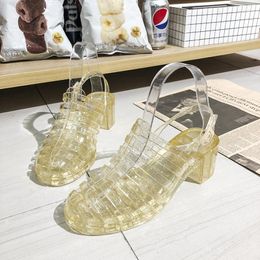 Sandalen Sommer hochhackig für Frauen Prinzessin Kristall Süßigkeiten Farbschuhe Rome Mode transparente nicht rutschende Strand Regen Sandalien