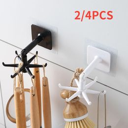 Hooks & Rails 2PCS 360 Degrees Rotatable Wall Hanger Multi-Purpose Self-Adhesive Kitchen Utensil Hanging Storage And OrganizationHooks