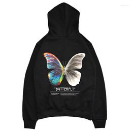 Men's Hoodies Men 2023 Autumn Winter Sudadera Hombre Hip Hop Sweatshirt Hoodie Colour Butterfly Streetwear Harajuku Pullover