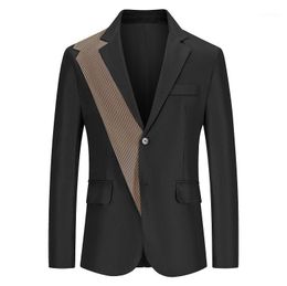 Men's Suits & Blazers Men Blazer 2023 Oversize Splicing Business Casual Slim Fit Suit Jacket Male Boys Coat