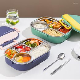 Dinnerware Sets Portable Lunch Box Thermal Container Microwavable Bento With Tableware Stainless Steel LunchBox Compartments