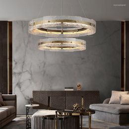 Pendant Lamps Light Luxury Industrial Style Villa Duplex Staircase Long Lamp Retro El Engineering Water Corrugated Glass Headlamp