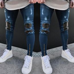 Men's Jeans Men Solid Straight Pants Hip Hop Male Casual Streetwear Boyfriend Style Denim Trousers Stretch Baggy Mens