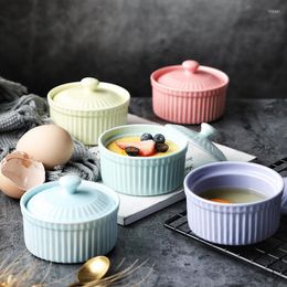 Bowls Ceramic Baking Bowl With Lid Pudding Roast Steamed Egg Household Creative Baked Rice Small