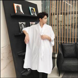 Men's T Shirts 2023 Spring Men Long Paragraph Shirt Oversize Wide Of The Art Pure Colour T-shirt Tide Brand Hairstylist Loose Tops