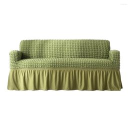 Chair Covers Luxury Sofa Cover 3D Popcorn Style Slipcover Universal Furniture Protector Elastic Couch With Elegant Skirt Green