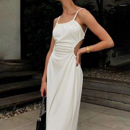 Casual Dresses 2023 Sexy White Bandage Party Dress Women Elegant Spaghetti Straps Backless Bodycon