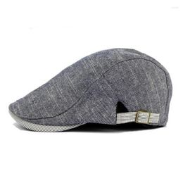 Berets Men's Vintage Cotton Beret Cap Casual Sunshade Sboy Peaked Caps Forward Hats Adjustable Paper Boy Cabbie Golf Gentleman