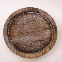 Plates Round Solid Wood Fruit Tray Cup Japanese Style Dried Dish Classic Old Creative Home El Bar Supplies