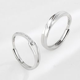 Cluster Rings Fashion 925 Sterling Silver Couple Simple Design Open Adjustable Ring For Man And Women Light Luxury Jewelry Christmas Gift