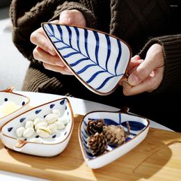 Plates 2/4PC Set Creative Ceramic Plate With Wooden Tray Soy Sauce Dish Vinegar Snack For Kitchen Gravy Boat Sushi