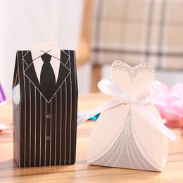 Gift Wrap 50Pairs Bride Groom Box Wedding Party Favour Boxes Candy Holder