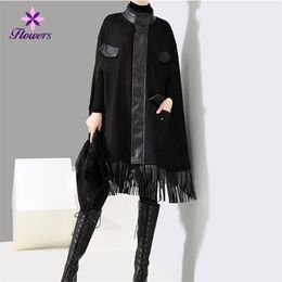 Women's Trench Coats Winter Coat Women Clothes Korean Fashion Tassel Turtleneck Long Sleeveless Single Breasted Windbreaker LRY237