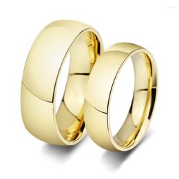 Wedding Rings Gold-Color Ring For Lover Highly Polished Stainless Steel Couple 6mm & 8mm Width Women And Men