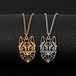 Pendant Necklaces Wolf Animal Necklace Stainless Steel Forest Animals Men Hollow Cut Out Geometric Jewelry Gift For Women