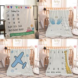 Blankets Baby Blanket 150X130cm Monthly Growth Milestone Printed Throw Kids Pography Props Angel Wing Background