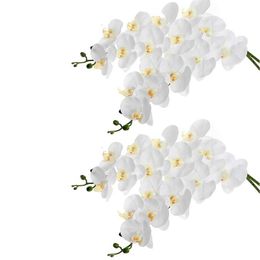 Decorative Flowers & Wreaths 4Pcs 38Inch Artificial Real Contact Orchids 9Heads Latex Phalaenopsis Stems For DIY Wedding Centerpieces