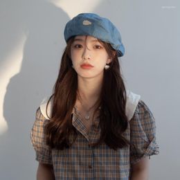 Berets Japanese Metal Standard Hat Imitation Denim Niche Painter Caps Casual Wild Spring And Summer Women's Hats