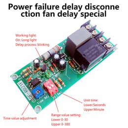 AC100V-220V Adjustable Timer Control Relay Module Turn Off Delay Switch Board For Exhaust Fan Time Range 0.2 Seconds-300 Minutes