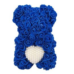 Decorative Flowers & Wreaths 25cm Rose Bear With Pearl Heart Valentine Mother's Day Gifts Wedding Birthday Party Decoration From Flower