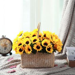 Decorative Flowers & Wreaths Fake Sunflower Artificial 7-head Realistic Lovely Silk Flower