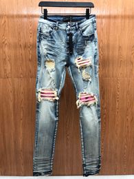 2023 year new Mens distressed ripped skinny hole designer jeans ~ US SIZE 28-38 jeans ~ high quality slim motorcycle moto biker causal denim pants hip hop jeans