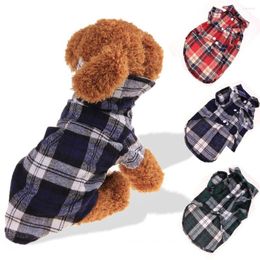 Dog Apparel 2023 Classic Shirts British Style Plaid Cotton Pet Puppy T-Shirt Clothes For Small Medium Dogs Cat Supply