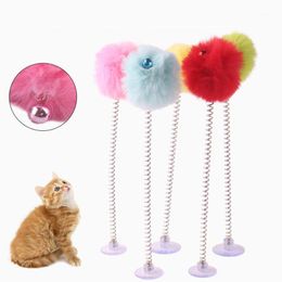 Cat Toys Pet Toy Supplies Feather Bottom Sucker Spring Stick Interactive Pets With Mini Bell 2023