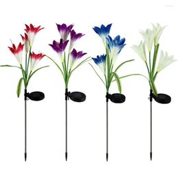 Outdoor Solar Lamp Simulation Lily Flower Waterproof 7-Color Led Lawn Landscape Lights For Garden Decoration