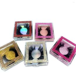 False Eyelashes 25mm Mink Eyelash Rhinestone Diamond Lash Packaging Soft Full Strip 5D 6D Long Volume Lashes Make Up