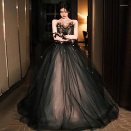 Ethnic Clothing Women Black Fairy Tube Top Formal Prom Party Gowns Elegant Long A Line Tulle Evening Dress Plus Size 3XL