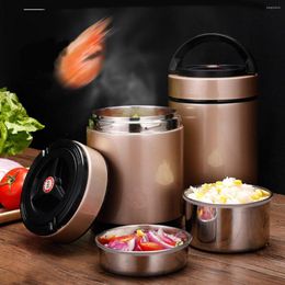 Dinnerware Sets 3 Layers Large Capacity Bento Lunch Box 1.2/1.6/2.0L Container Pail Insulated Thermal Stainless Steel